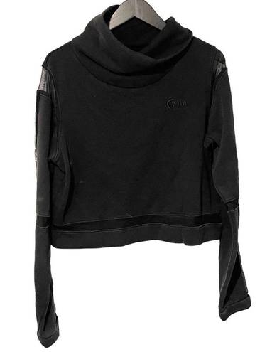 Zyia  Size Large Cropped Mesh Funnel Neck Pullover Sweatshirt