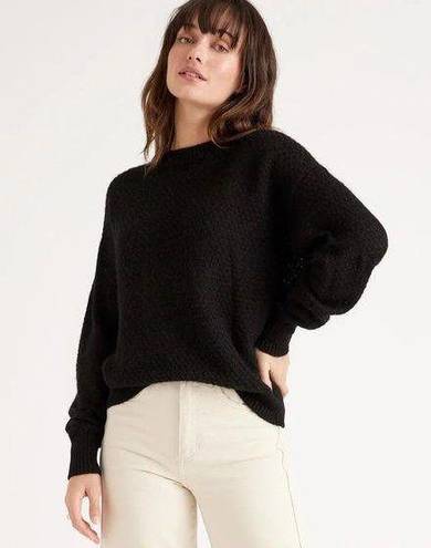 Quince Baby Alpaca Wool Blend Diamond Stitch Crewneck Sweater Black Size XS NEW