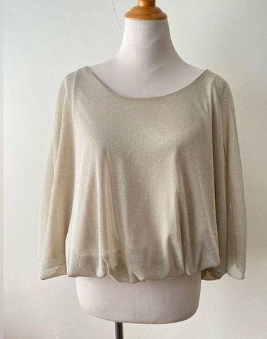 Arden B  Sparkly Blouse Slouchy Top batwing Gold Metallic Nude size S