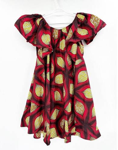 Krass&co The Oula  Red Abstract Print Babydoll Mini Dress NO BELT NWT