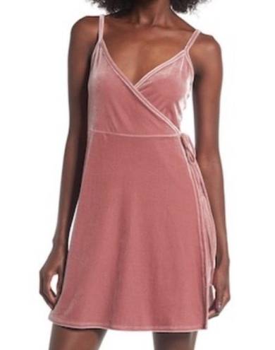 BP  crushed velvet wrap dress in dusty pink size L