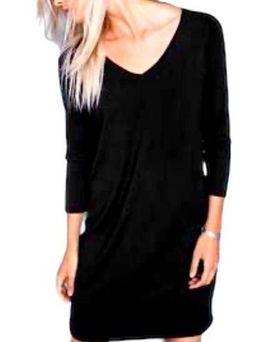 Eileen Fisher Jersey Black V Neck Viscose Stretch Fall Fashion Lunch 2 Date Nite