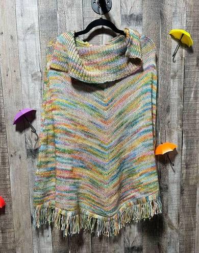Urban Outfitters  Tana Marled Rainbow Knit Cape Poncho