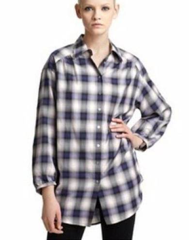 Vince  Plaid Rolled Sleeve Cotton Shirt Top M