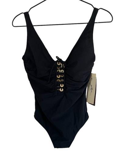 Gottex New!  Golden Touch One Piece V Neck Swimsuit