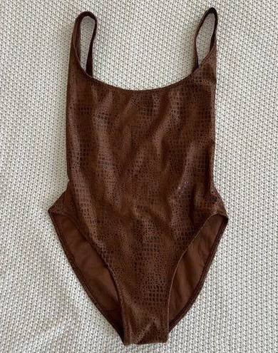 Gottex Viewpoint by  Womens Brown Reptile Print Scoop Back One Piece Swimsuit 6