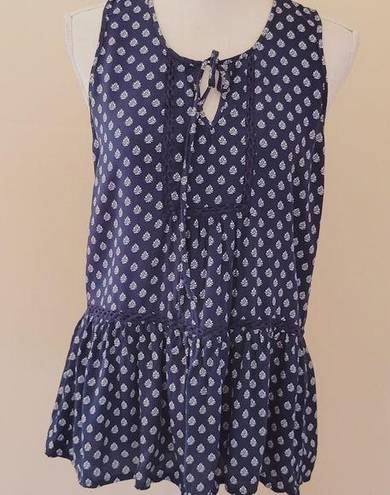 Luna  Moon navy printed blouse size large