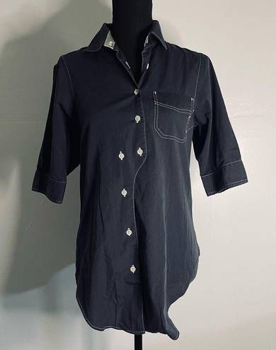 Billy Reid | blue asymmetrical placket button down shirt