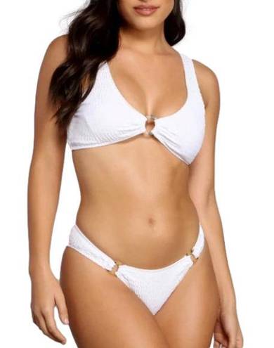 Cabana Del Sol  Women’s White Smocked Bikini Bottoms Size Large NWT