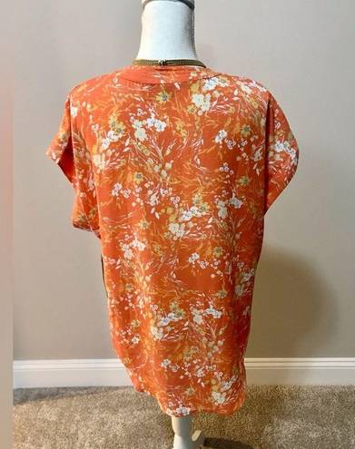 Cynthia Steffe NWT  Women Cap Sleeve Orange, Floral blouse