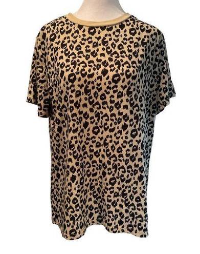 Blooming Jelly Tan & Black Leopard Print Short Sleeve Women’s T-Shirt Size Large