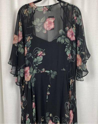 City Chic  Black Vineyard Floral Maxi Dress Sz.XXL(24) NWT