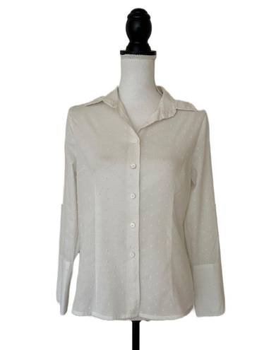 W By Worth Worth Woman’s White Polka Dot Solid Cotton Top, Sz S. 