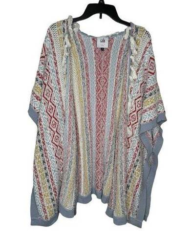 CAbi  Love Carol Women's Top Siesta Knit Poncho Boho Fringe Sweater Cardigan XS