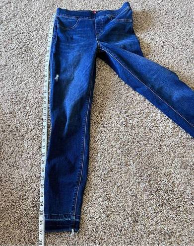 Spanx  Distressed Denim High Rise Elastic Waist Jeggings