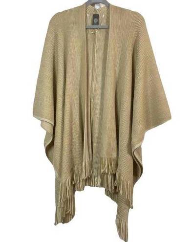 Vince Camuto  Womens Beige Tasseled‎ Poncho One Size