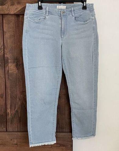 J.Jill  Denim Jeans Womens 8 Authentic Fit Cropped Light Wash Fringe Hem Boho