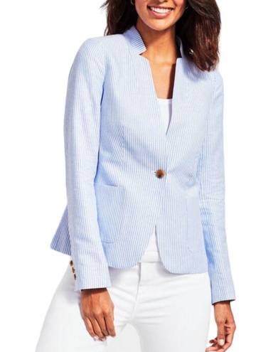 Talbots Talbot Linen Lightweight Seersucker Striped Blazer Womens Size 4