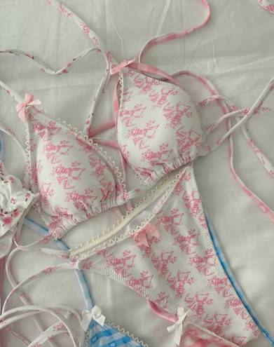 Boutique White With Pink Bows Bikini Set