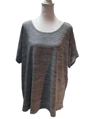 Susan Lawrence Heather Gray Short Cuffed Sleeve Shirt with Silver Metal Studs 2X