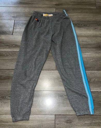 Aviator Nation Heather Grey Blue Gradient 5 Stripe Sweatpants