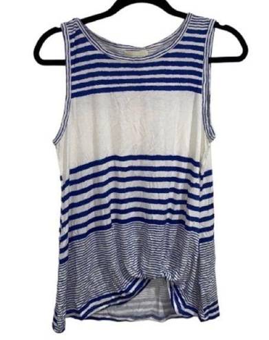 MELLODAY  striped shirt tank top twist knot hem has stretch small‎ nautical NEW