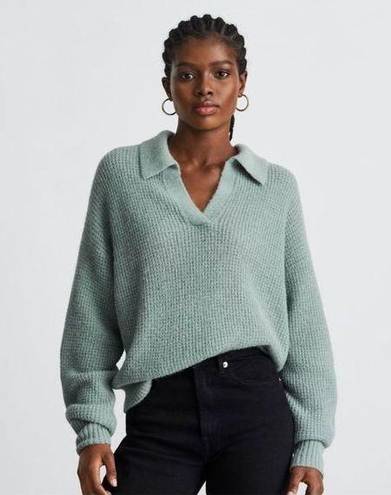 Everlane  Green Alpaca Waffle-Stitch Polo Pullover Sweater XS