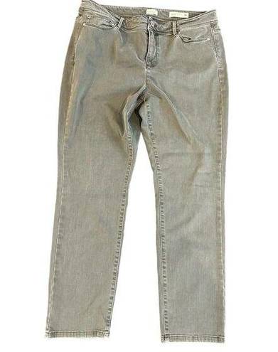 J.Jill  Denim Jeans Women Size 14 Grey Blackwash Authentic Fit Slim Ankle