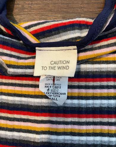 Caution to the Wind Rainbow Striped Bodycon Dress Womens Size Small