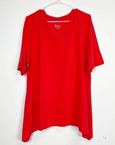 Krass&co D& Shirt Womens XL Red Short Sleeve Tshirt Stretch Vneck Cotton Blend