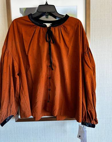 Treasure & Bond Velvet Trim Blouse Plus Size New