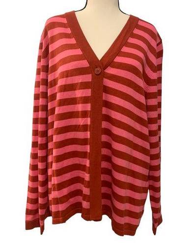 Isaac Mizrahi  | pink strip cardigan