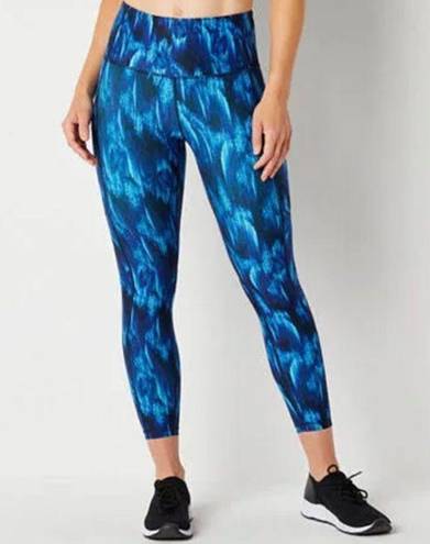 Xersion  Quik Dry Leggings Size 2XL Stet h No chafe seams NEW Blue Phonenix print