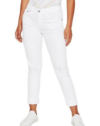 AG Adriano Goldschmied NEW AG ExBoyfriend Slouchy Slim High Rise Distressed White Denim Jeans Size 24