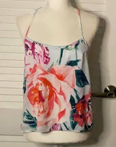 In Bloom  By Jonquil Size Small Pajama Tank Floral Lace Back Adjustable Straps