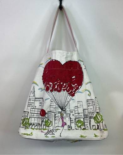 Brighton  Free Your Heart Canvas Tote Bag Shoulder City Heart Balloon Purse