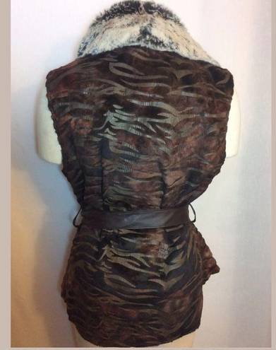 NWT $249 5/48 Draped Faux Fur Vest Brown Medium