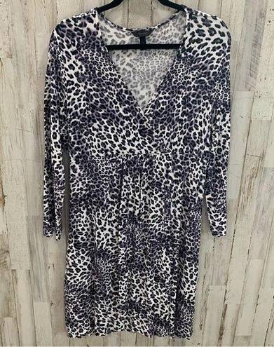 Lounge Soma Intimates Purple Leopard Print Faux Wrap Sleep Dress  Nightgown