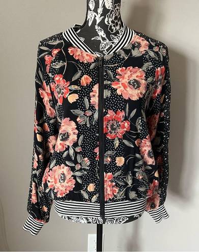 Saltwater Luxe  Floral jacket bomber lined boho women’s medium