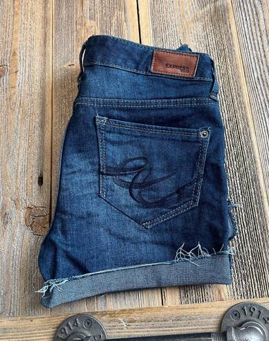 EXPRESS  Jean shorts size 0 Low Rise Cut off Cuffed Denim Blue Womens Summer