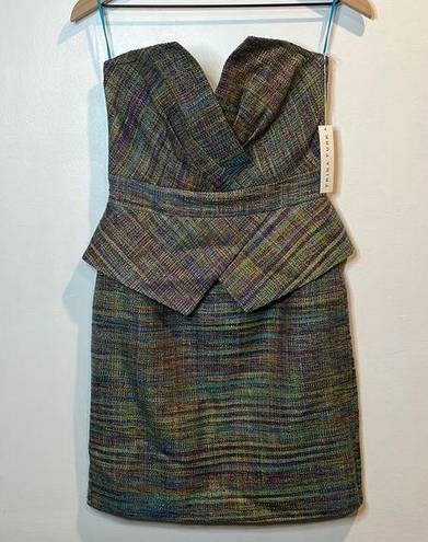 Trina Turk Women’s | NWT  strapless tweed peplum dress | Multicolored | Size 4