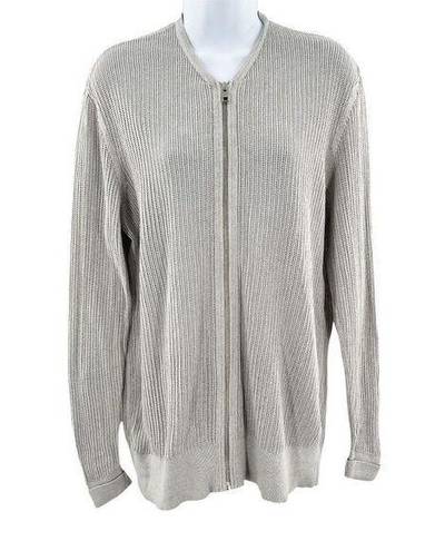 ALLSAINTS  Fellan Zip Up Sweater Open Knit Cardigan Grey Medium