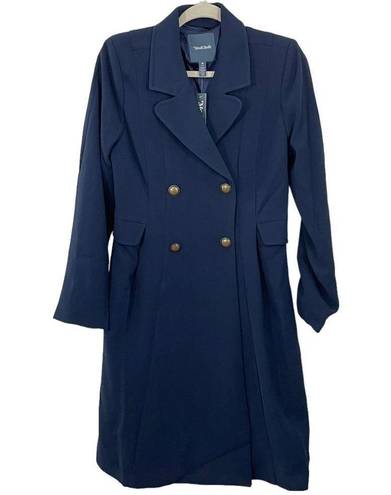 Modcloth NWT  Along for the Ride Navy Blue Crepe Coat Size MEDIUM