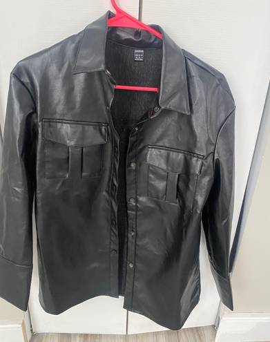 Oversized Black Leather Jacket Size 2