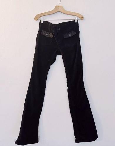 Zadig & Voltaire  Cameron Corduroy Flared Pants Leather Pockets Black