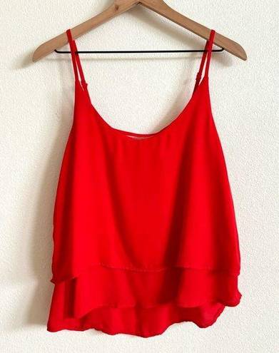 Milk and Honey  Red Spaghetti Strap Tiered Flowy Cami Tank Top Women’s Large NWT