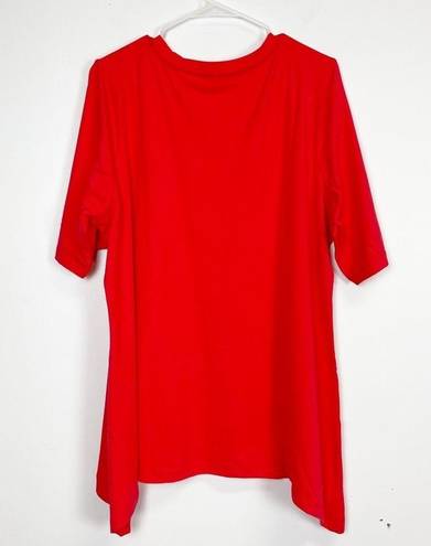 Krass&co D& Shirt Womens XL Red Short Sleeve Tshirt Stretch Vneck Cotton Blend