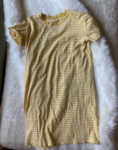 Everlane Yellow White Striped Tee Shirt Dress