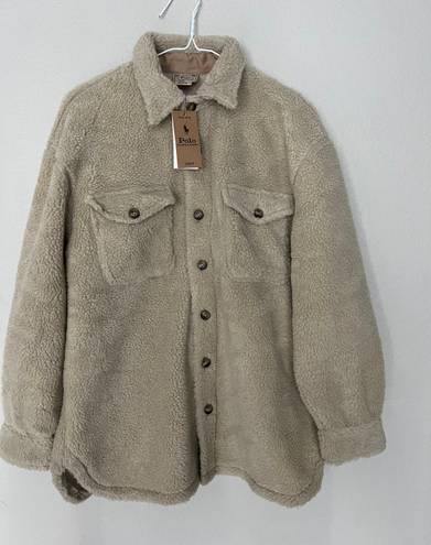 Polo Ralph Lauren Womens Teddy Sherpa Shearling Tan Jacket SMALL