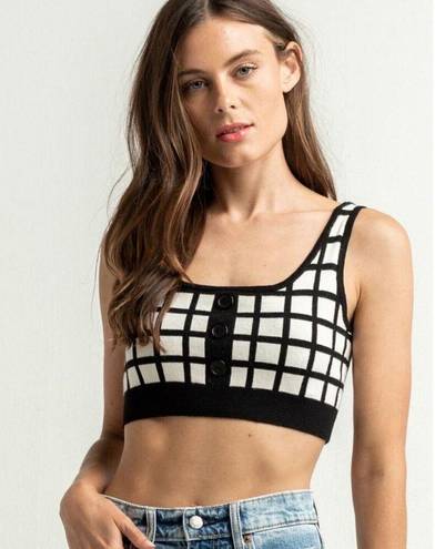 West of Melrose  Plaid Love Women’s Crop Tank Black & White Women’s Large